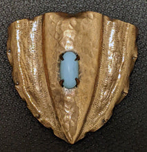 Load image into Gallery viewer, Copper Shield Shaped Pin / Brooch With Turqouise Bead Accent
