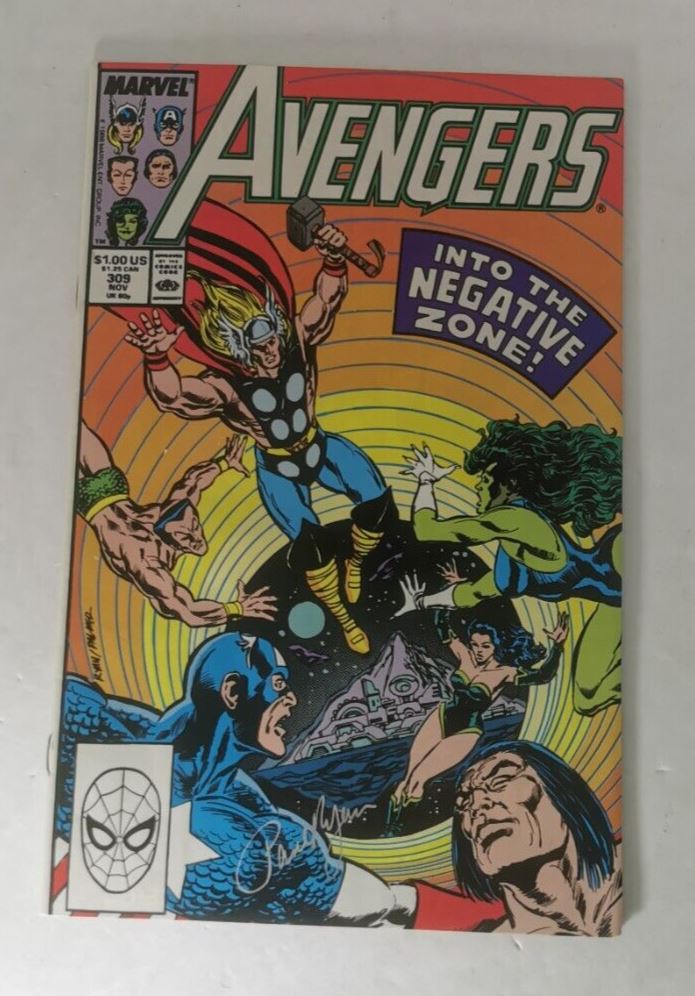 1989 The Avengers Vol.1 #309, Signed by Paul Ryan, Marvel Comic, NM- 9.2