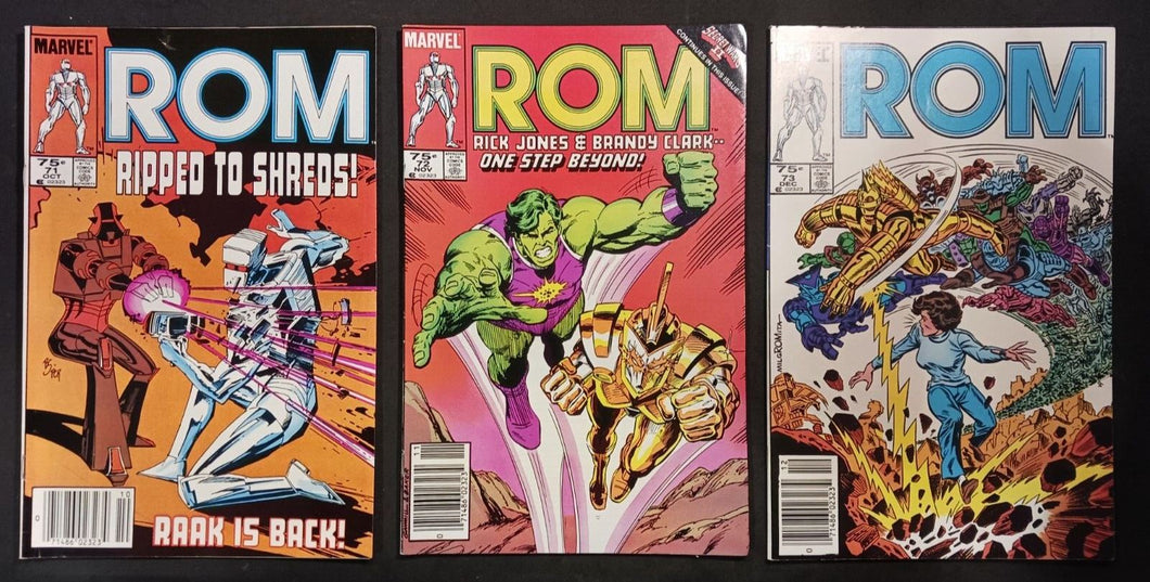 ROM #71, 72 and 73, 1985 Marvel Comics, Canadian Newsstand Variant, VF- to VF
