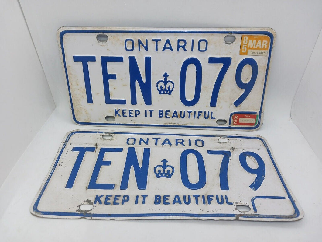 TEN 079 Ontario License Plate Pair