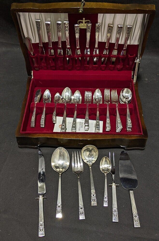 85 Pcs of Community Silver Plated Flatware - Coronation Pattern - In Canteen