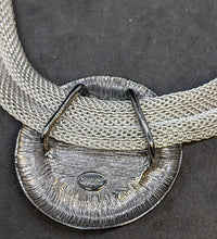 Load image into Gallery viewer, Gun Metal Wide Mesh Necklace With Statement Dome Slider by Chico&#39;s
