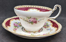 Load image into Gallery viewer, FOLEY Bone China Tea Cup &amp; Saucer -- Red, Gold &amp; Flowers - Windsor
