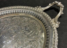 Load image into Gallery viewer, Sheffield English Silverplate Serving Tray Size- 26.5inch X 15.5inch X 2inch
