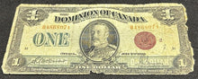 Load image into Gallery viewer, 1923 Dominion of Canada 1 Dollar Note, G+ ,B4868071
