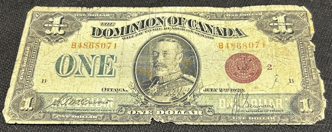 1923 Dominion of Canada 1 Dollar Note, G+ ,B4868071