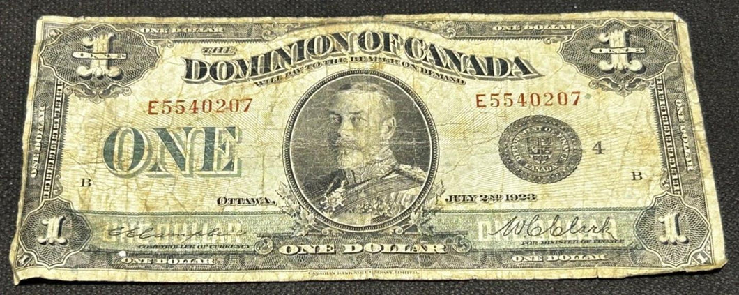 1922 Dominion of Canada 1Dollar Note, Black Seal, E5540207