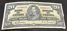 Load image into Gallery viewer, 1937 Bank Of Canada 20 Dollar Note, Gordon Towers, EX+, EE 3196155
