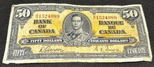 Load image into Gallery viewer, 1937 Bank of Canada 50 Dollars Note, VG+, BH 1524989
