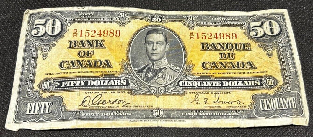 1937 Bank of Canada 50 Dollars Note, VG+, BH 1524989