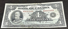 Load image into Gallery viewer, 1935 Bank Of Canada 1Dollar Note, G+, A 0043449
