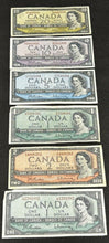 Load image into Gallery viewer, 1954 Bank Of Canada Note lot of $1,$1,$2,$5,$10,$20
