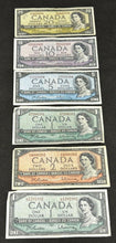Load image into Gallery viewer, 1954 Bank Of Canada Note lot of $1,$1,$2,$5,$10,$20
