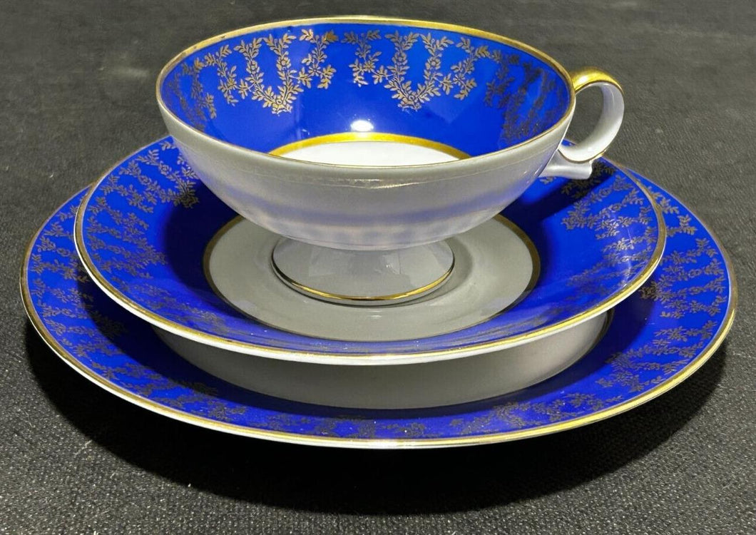 Vintage Kertel Jacob Gold+Blue Germany Trio Cup and Saucer