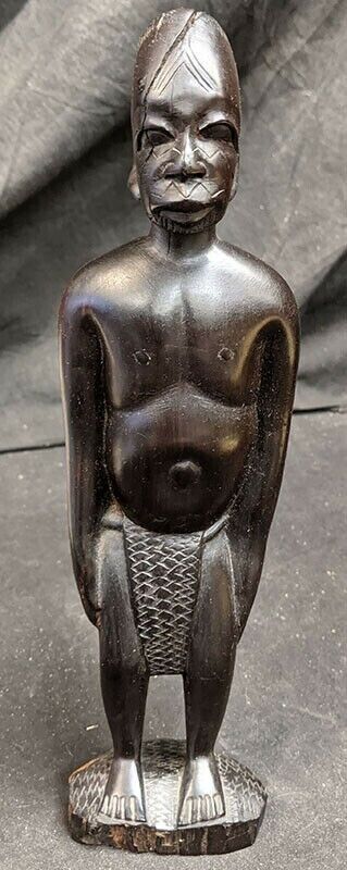 Standing African Wood Carving - Cracked