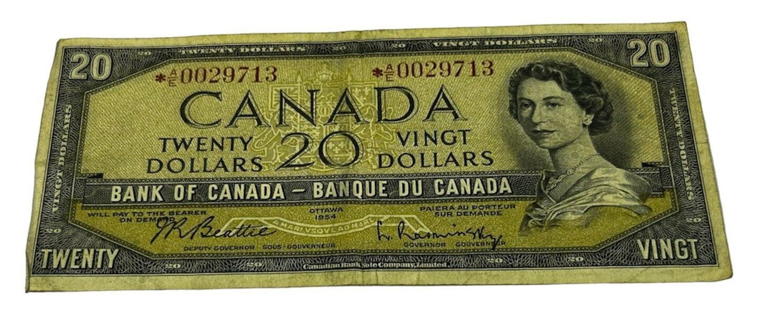 1954 Bank of Canada $20 Replacement Note, AE 0029713