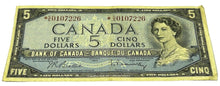 Load image into Gallery viewer, 1954 Bank of Canada Five Dollars Replacement Note, SS 0107226
