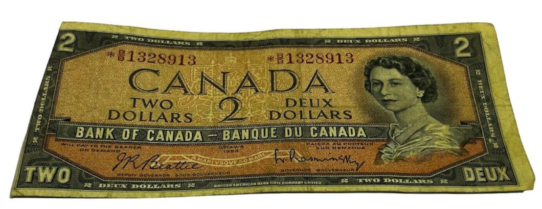 1954 Bank Of Canada $2 Replacement Note, BB 1328913
