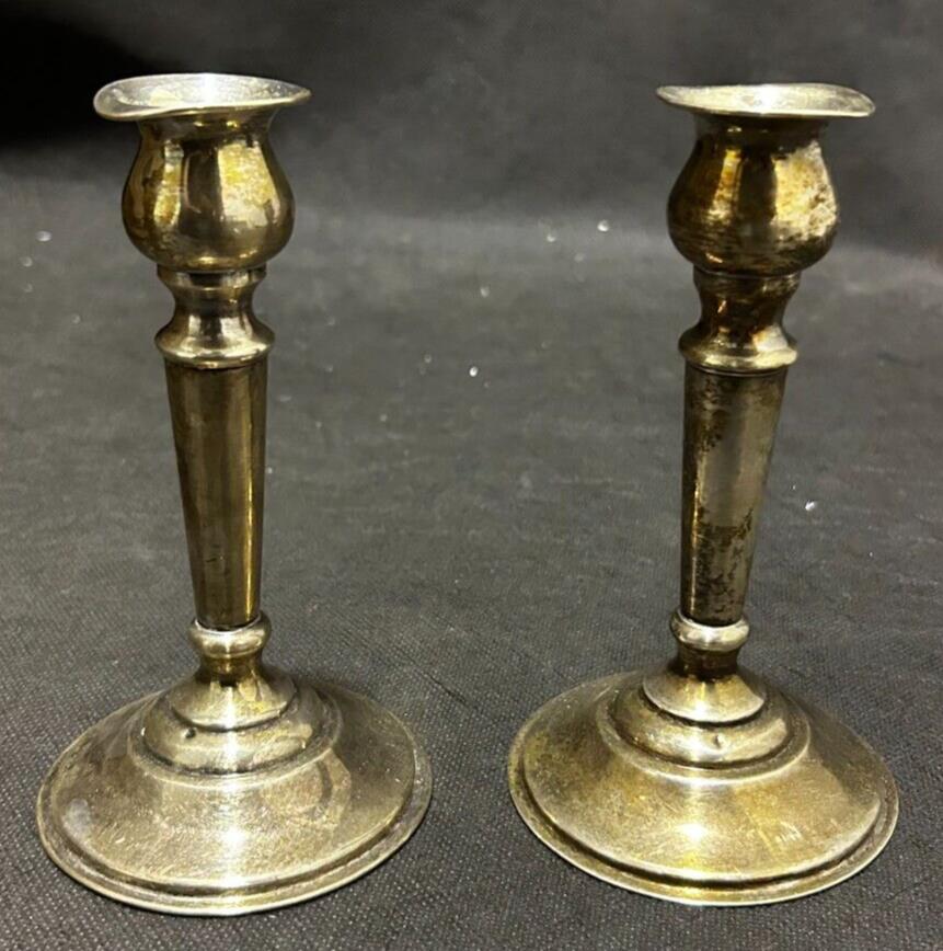 Pair of International Sterling Silver Candleholder, 6.5 H x 3.5 L