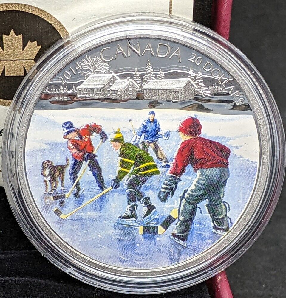 2014 Canada $20 Fine Silver Coin - Pond Hockey - by RCM