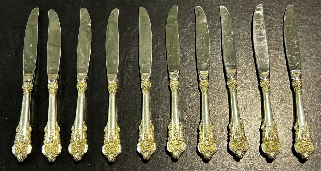 Wallace Sterling Grande Baroque Lunch Knives Lot of 10