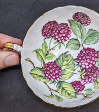 Load image into Gallery viewer, RARE - AYNSLEY Fine Bone China Tea Cup &amp; Saucer - Blackberries - 2440
