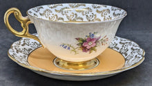 Load image into Gallery viewer, FOLEY Bone China Teacup &amp; Saucer - Orange, Gold &amp; Floral Bouquet
