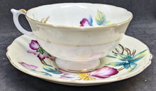 Load image into Gallery viewer, Shafford - Japan - Hand Painted Cream Cup &amp; Saucer With Bright Flowers &amp; Gold
