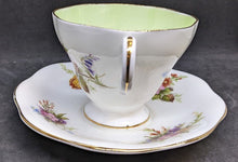 Load image into Gallery viewer, Vintage Foley Bone China Tea Cup &amp; Saucer - Green Bowl, Floral Design
