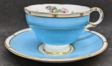 Load image into Gallery viewer, Vintage Adderley Bone China Tea Cup &amp; Saucer - Blue, With Painted Flower Bowl
