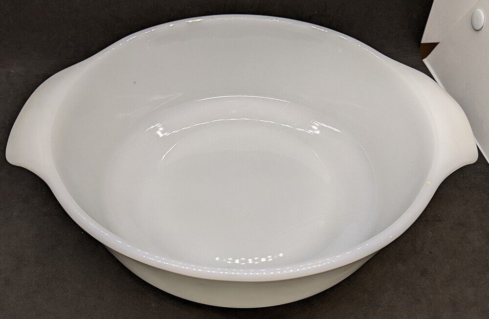 Round Milk Glass Casserole Dish - Made in USA - 437