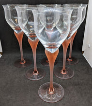 Load image into Gallery viewer, 6 x 1980&#39;s MIKASA Sea Mist Coral Frosted Stemware Crystal Water Goblets
