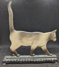Load image into Gallery viewer, Painted Cast Iron Cat Figurine Door Stop - Signed &quot;Audrey &#39;88&quot;
