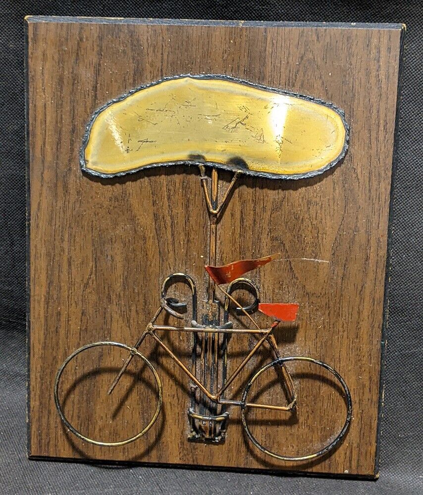 1970's Wall Plaque - Metal Bicycle Under a Cloud - Not Signed