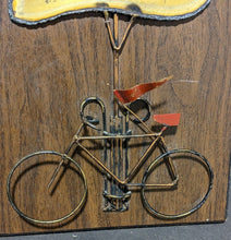 Load image into Gallery viewer, 1970&#39;s Wall Plaque - Metal Bicycle Under a Cloud - Not Signed
