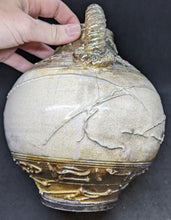 Load image into Gallery viewer, Marty Marcus Two Handled Ceramic Raku Crackle Glaze Pottery Vase - Signed
