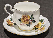 Load image into Gallery viewer, Royal Albert Crown China Tea Cup &amp; Saucer Set - Yellow Roses
