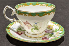 Load image into Gallery viewer, Vintage Bell Fine Bone China Tea Cup &amp; Saucer - Green &amp; Floral Bouquet
