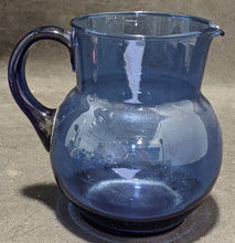 Load image into Gallery viewer, Small Blue Glass Water / Lemonade Pitcher / Ewer
