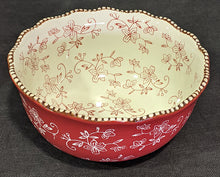 Load image into Gallery viewer, Temptation by Tara - Floral Lace - Red - Lidded Round Casserole &amp; Bowl Set
