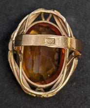 Load image into Gallery viewer, Large 14 Kt Yellow Gold Oval Orange Stone Ring - Size 8
