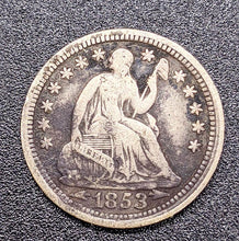 Load image into Gallery viewer, 1853 United States (USA) Seated Liberty Half Dime Coin
