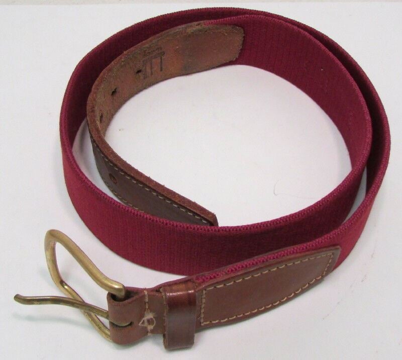 Vintage Dunhill Red Canvas (Rayon) & Leather Belt – 30/75 – Brass Buckle