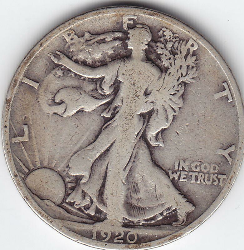 1920S USA Silver 50-Cent Half Dollar Coin - F 15