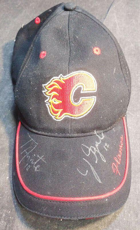 NHL Calgary Flames Cap Signed By Jarome Iginla and Tony Almonte