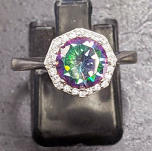 Load image into Gallery viewer, Sterling Silver Halo&#39;ed Mystic Topaz Fashion Ring - Size 8 1/4
