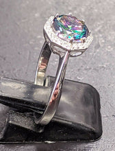 Load image into Gallery viewer, Sterling Silver Halo&#39;ed Mystic Topaz Fashion Ring - Size 8 1/4
