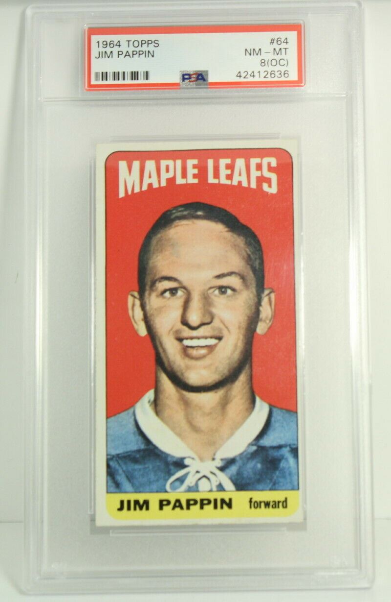 1964 Topps Jim Pappin #64 PSA Graded 8 (OC) Card - NM-MT