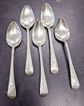 Load image into Gallery viewer, 5 x 1793 London, Richard Crossley Sterling Silver Spoons - Engraved Detail
