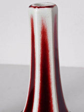 Load image into Gallery viewer, Pair of Asian Ox Blood Red &amp; White Rose Single Stem Bud Vases
